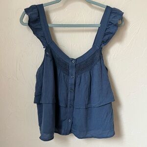 NWT American Eagle cropped blue ruffle top size M